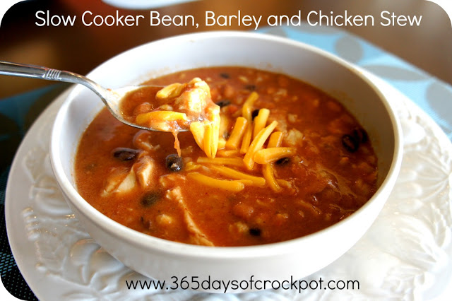 Creamy Bean, Barley and Chicken Stew in the CrockPot #crockpot #soup