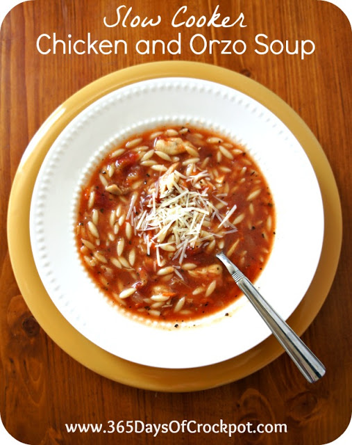 Recipe for Slow Cooker Chicken and Orzo Soup #crockpot