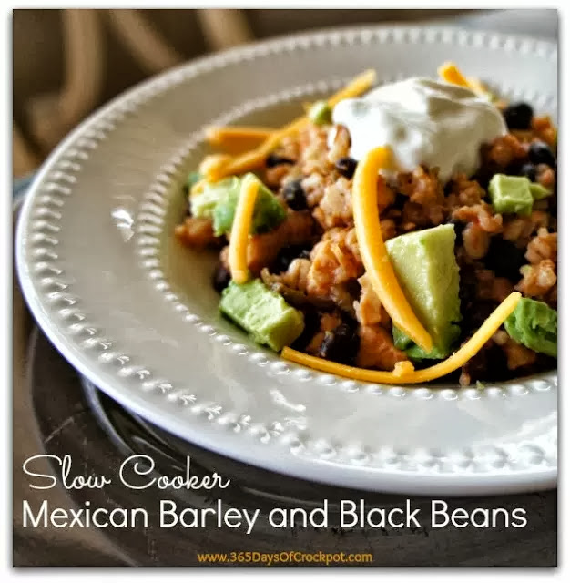 Recipe for Slow Cooker Mexican Barley and Black Beans #easydinner #crockpotrecipe