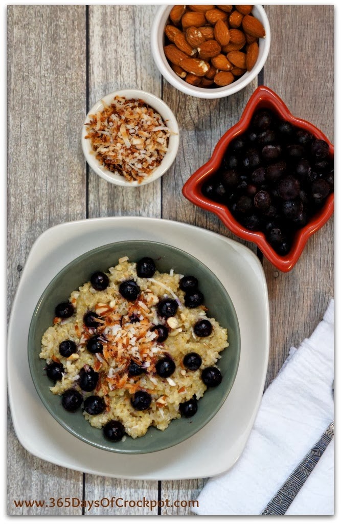 Recipe for Slow Cooker Blueberry-Coconut Breakfast Quinoa #littlechanges #slowcooker #quinoa #breakfast #crockpotrecipe