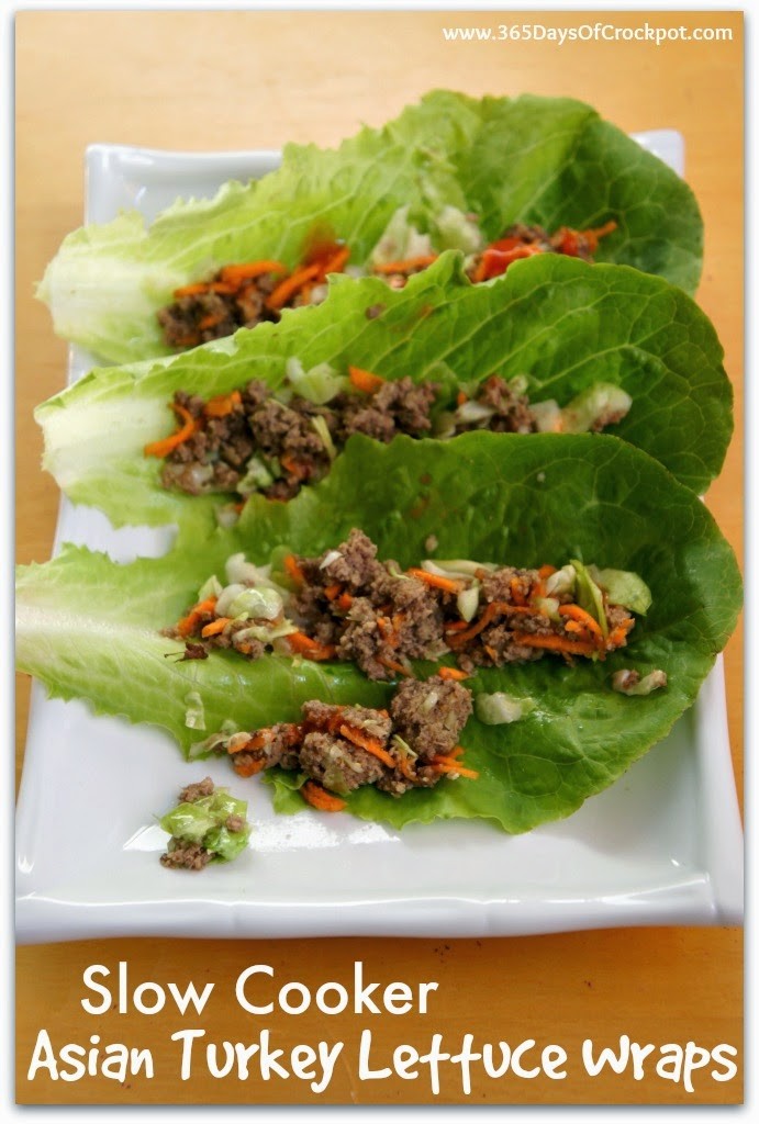 Recipe for Slow Cooker Asian Turkey Lettuce Wraps with Sriracha #slowcookersummersuppers #healthyrecipe #easydinner