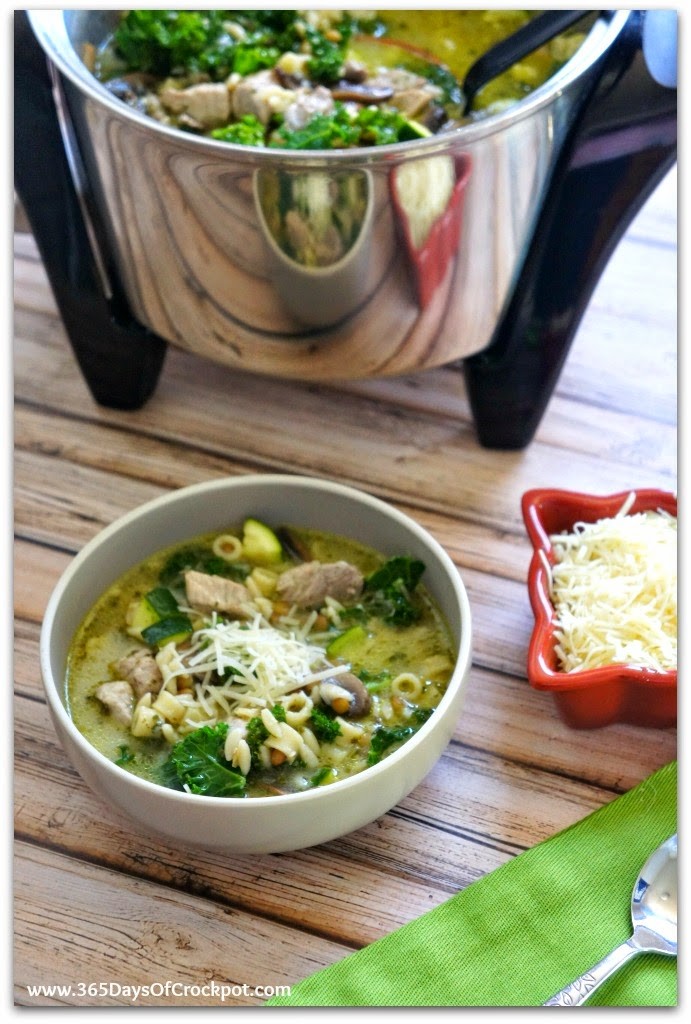 Slow Cooker Pesto Minestrone Soup...great flavor with lots and lots of texture.