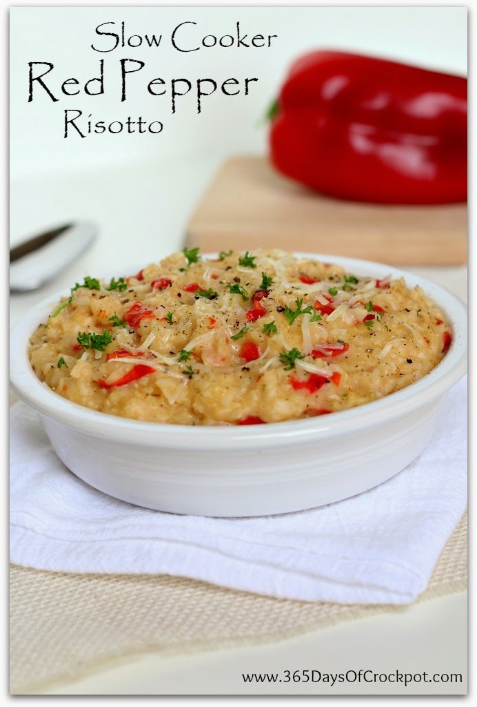 Slow Cooker Red Pepper Brown Rice Risotto (no stirring!)