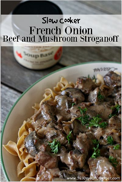 2 of your favorite recipes in one dish--French Onion Soup and Beef Stroganoff