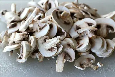Sliced white mushrooms