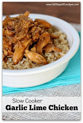 Easy recipe for slow cooker garlic lime chicken...juicy, tender and flavorful all with just a handful of ingredients