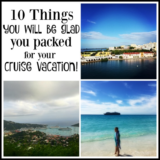 10 things you will be glad you packed for your cruise vacation! As you are packing for your cruise, remember to include these items! They are so helpful.