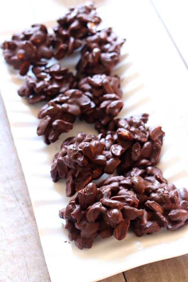 Slow Cooker Dark Chocolate Peanut Clusters - 365 Days of Slow Cooking