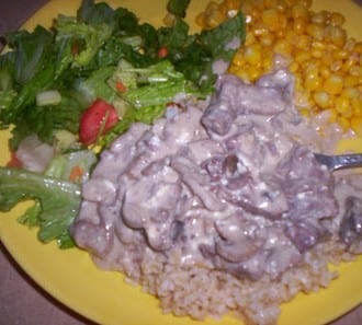 Day 46: Slow Cooker Beef Stroganoff with Rice
