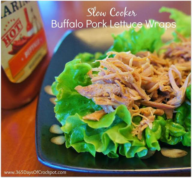 Crockpot Recipe for Buffalo Pork Lettuce Wraps #slowcooker #crockpot #dinner #pork