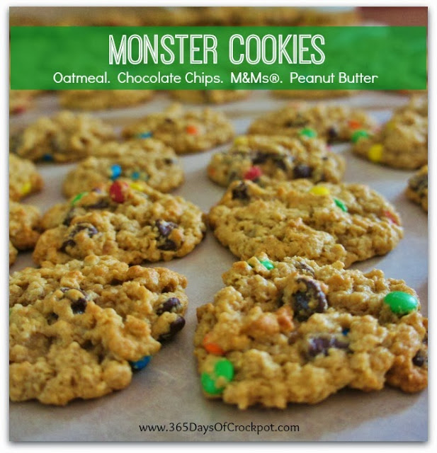 Recipe for Monster Cookies.  Oatmeal. Chocolate Chips. M&Ms. Peanut Butter. #cookies #dessert 
