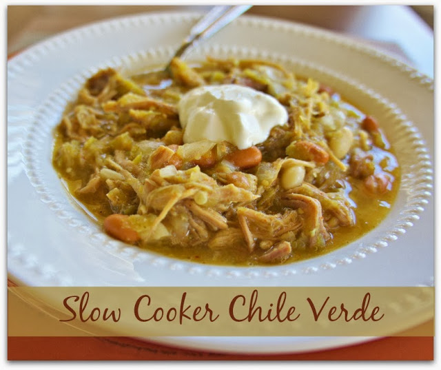 Slow cooker recipe for Chile Verde with fresh peppers #slowcooker #crockpot #soup 