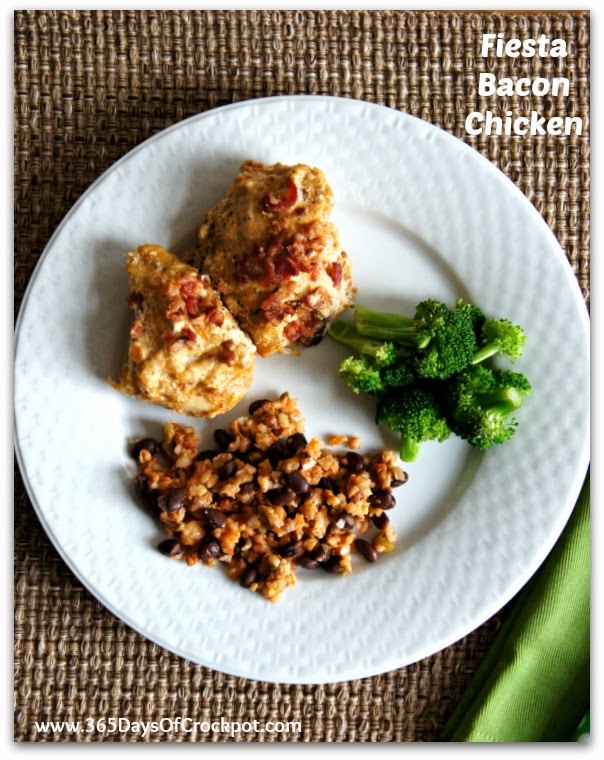 Recipe for Slow Cooker Fiesta Chicken and Bacon Explosion #bacon #crockpotrecipe #slowcooker