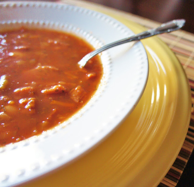 Recipe for Healthy Slow Cooker (crock-pot) Tomato, Ham and Bean Soup #crockpot #soup #slowcooker #ham