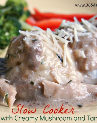 Recipe for Easy Slow Cooker (crockpot) Chicken with Creamy Mushroom and Tarragon Sauce