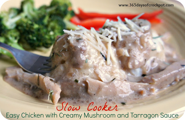 Chicken with Creamy Mushroom and Tarragon Sauce in the CrockPot #easydinner #crockpotrecipe