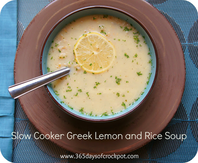 Crockpot Greek Lemon and Rice Soup.  I love this soup because it's so easy to make and has lots of flavor!