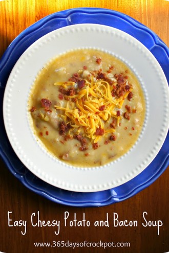 Recipe for Slow Cooker (crock pot) Easy Cheesy Potato and Bacon Soup