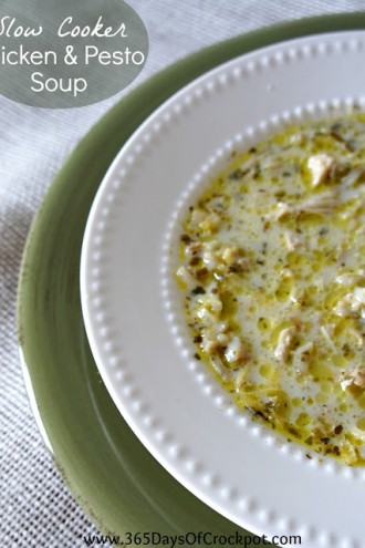 Recipe for Slow Cooker Chicken and Pesto Soup