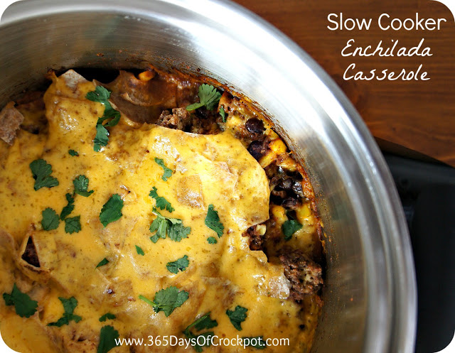 Recipe for Slow Cooker Enchilada Casserole #easydinner #casserole #easydinner #recipe