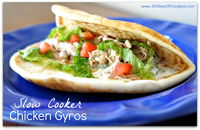 Recipe for Slow Cooker Chicken Gyros with Tzatiki Sauce