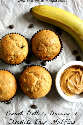 Recipe for Peanut Butter, Banana and Chocolate Chip Muffins