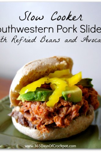 Recipe for Southwestern Pork Sliders with Refried Beans and Avocado