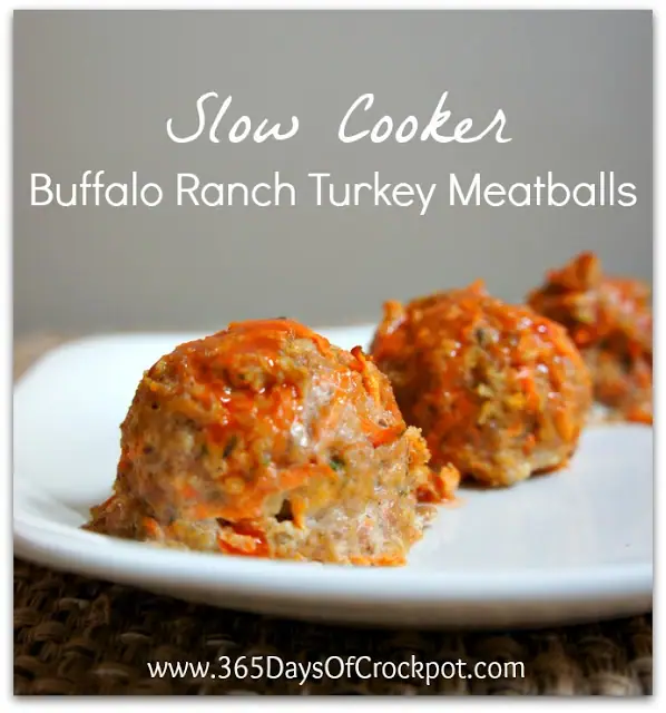 Recipe for CrockPot Buffalo Ranch Turkey Meatballs #slowcooker #crockpot