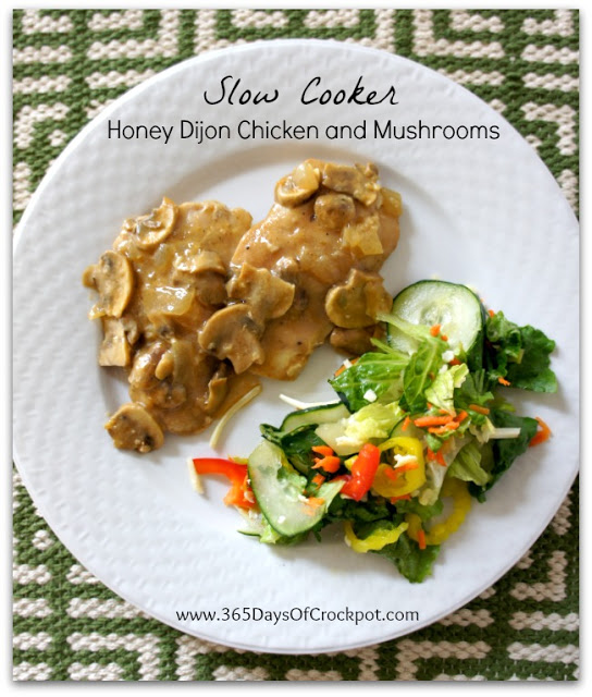Recipe for Slow Cooker Honey Dijon Chicken and Mushrooms #crockpot #easydinner