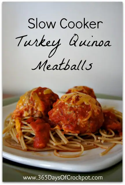 Recipe for Slow Cooker Turkey Quinoa Meatballs #crockpot 
