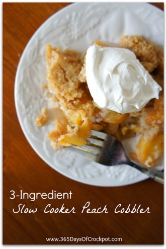 Recipe for 3-Ingredient Slow Cooker Peach Cobbler