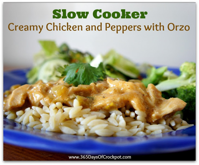 slow cooker creamy chicken and peppers with orzo