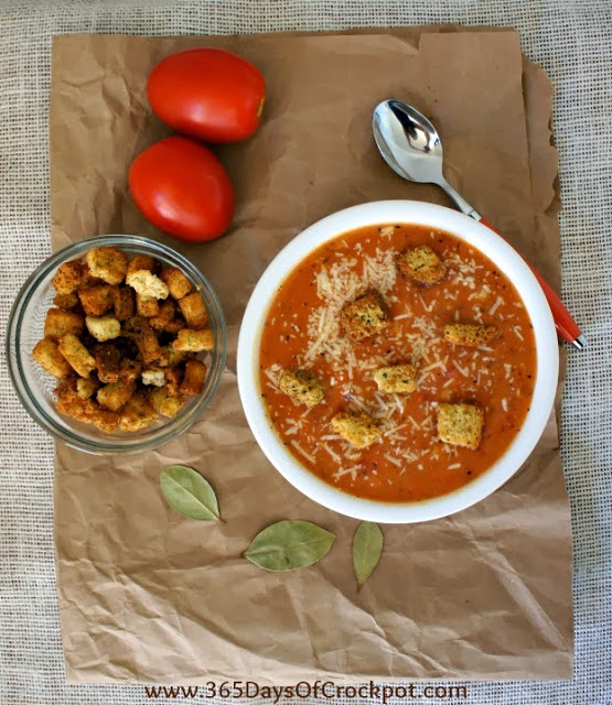 Recipe for Slow Cooker Tomato Basil Parmesan and Pasta Soup