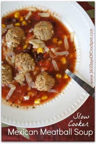 Recipe for Slow Cooker Mexican Meatball Soup