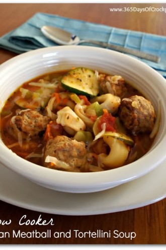 Recipe for Slow Cooker Italian Meatball and Tortellini Soup