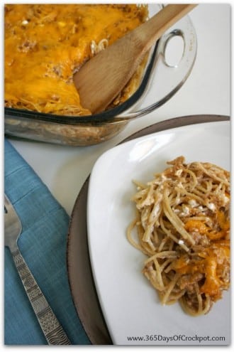 Recipe for Creamy, Cheesy Barbecue Chicken Spaghetti Bake