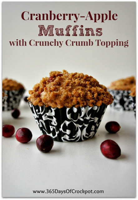 Recipe for Cranberry Apple Muffins with Crunchy Crumb Topping #grapenuts #muffins #cranberries