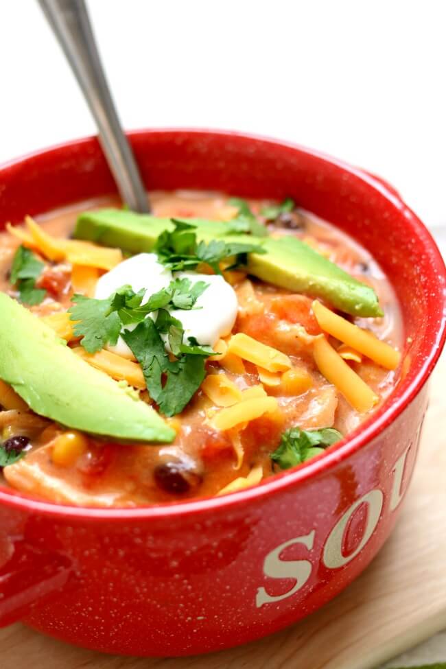 Instant Pot Creamy Chicken Tortilla Soup--an easy dump and go soup recipe that you can make in minutes in your electric pressure cooker.  