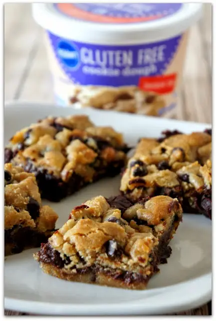 Recipe for Gluten Free Fudgy-Caramel Cookie Bars #glutenfree #celiac #chocolate #caramel #cookiebars