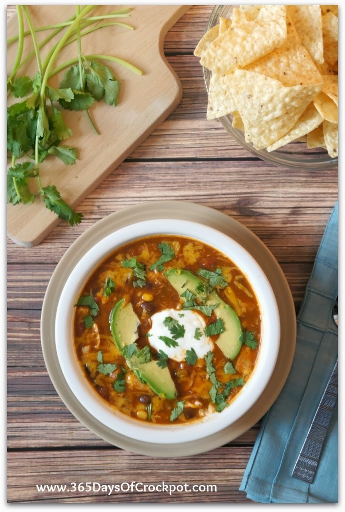 Crockpot Recipe for Chicken Enchilada Soup #crockpot #soup #slowcooker