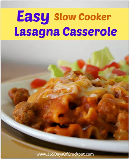 Recipe for Easy Slow Cooker Lasagna Casserole #slowcooker #easyrecipe #crockpotrecipe