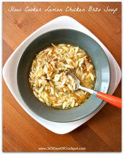 Crockpot Recipe for Lemon Chicken Orzo Soup #crockpot #slowcooker #soup