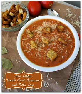 Recipe for Crockpot Tomato Basil Pasta Soup...this soup is absolutely amazing!!  Kids and adults LOVE it!
