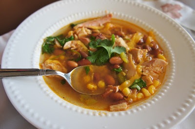 Slow Cooker Recipe for Easy Spicy Corn, Bean and Rotisserie Chicken Soup #slowcooker #crockpot #soup