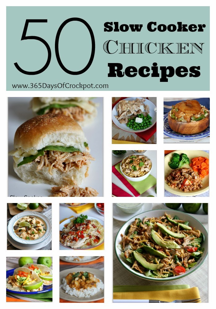 50 Slow Cooker Chicken Recipes from 365 Days of Slow Cooking #crockpot #easydinner #chickenrecipes #slowcooker