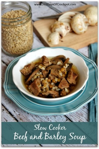 Recipe for Slow Cooker Beef and Barley Soup with Lentils and Mushrooms
