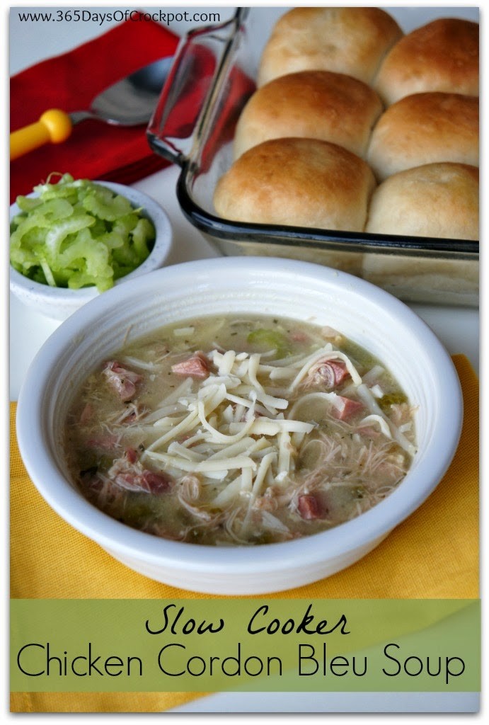 Recipe for Crockpot Chicken Cordon Bleu Soup #soup #slowcooker #crockpotdinner