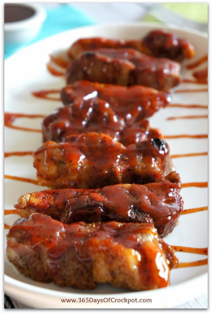 Recipe for Slow Cooker Fork Tender Country-Style Ribs with BBQ Sauce #crockpotrecipe #ribs #slowcookerrecipe