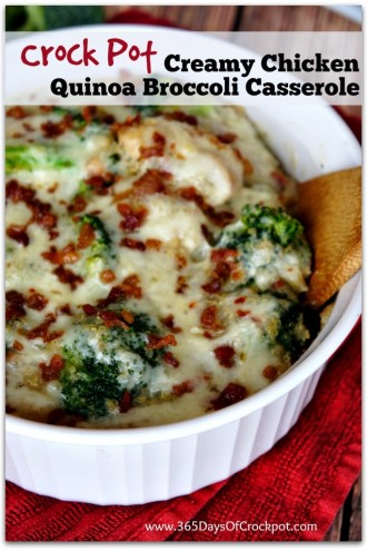 Crock Pot Creamy Chicken Quinoa Broccoli Casserole