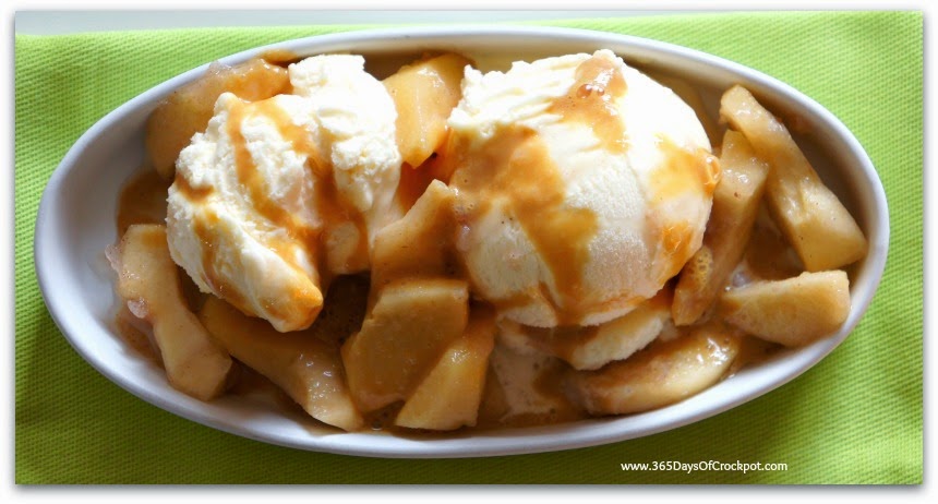Recipe for Slow Cooker Caramel Apple Sundaes #crockpot #slowcooker #dessert